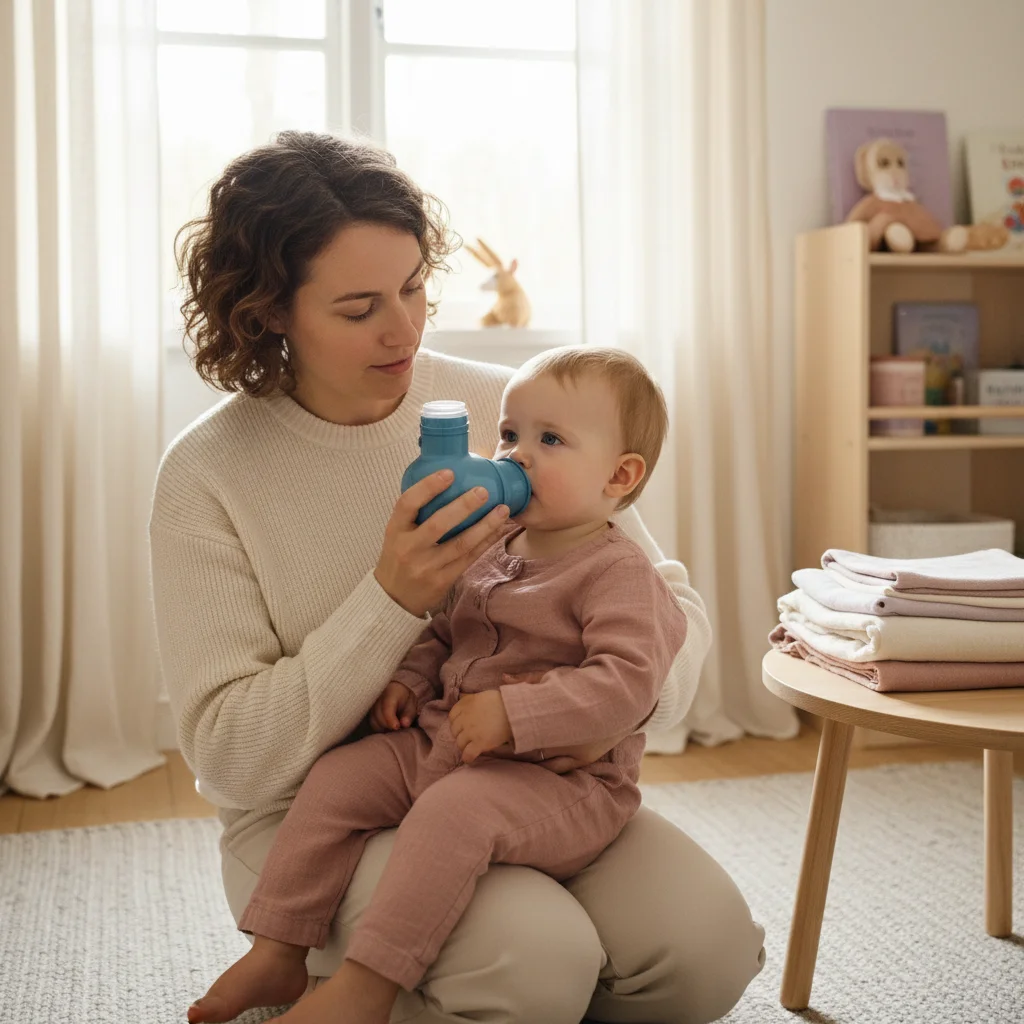 Child playing outdoors with well-controlled asthma