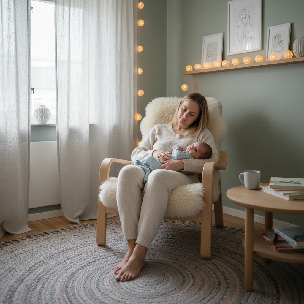 Parent caring for child in a warm, calm atmosphere
