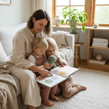 Parent sitting calmly beside a crying child
