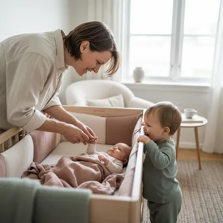 Parent laying baby in crib