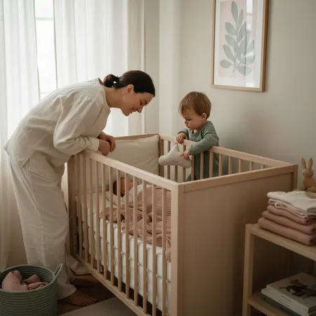Safe baby crib with correct mattress and sheet