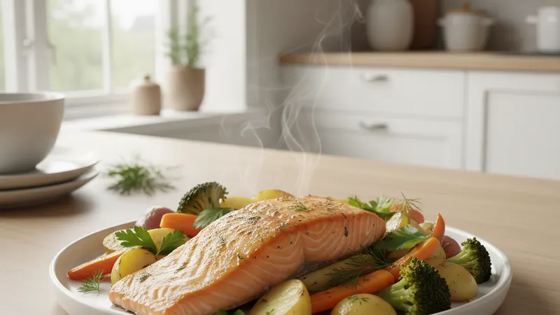 Pregnant woman enjoying a safe salmon dinner