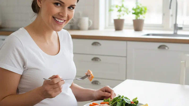 Safe salmon preparation for pregnant women, baked salmon with vegetables