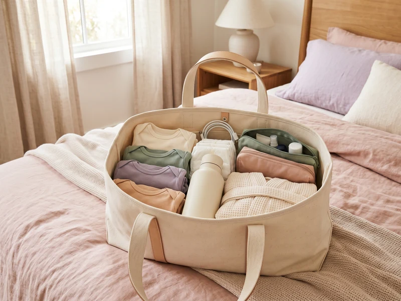 Organized pregnancy tote bag for hospital packing