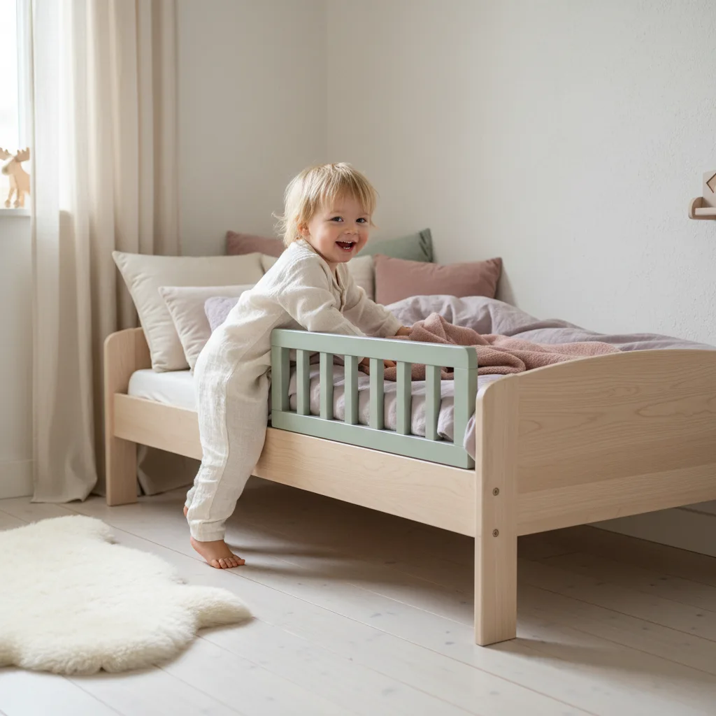 Child sleeping safely in toddler bed